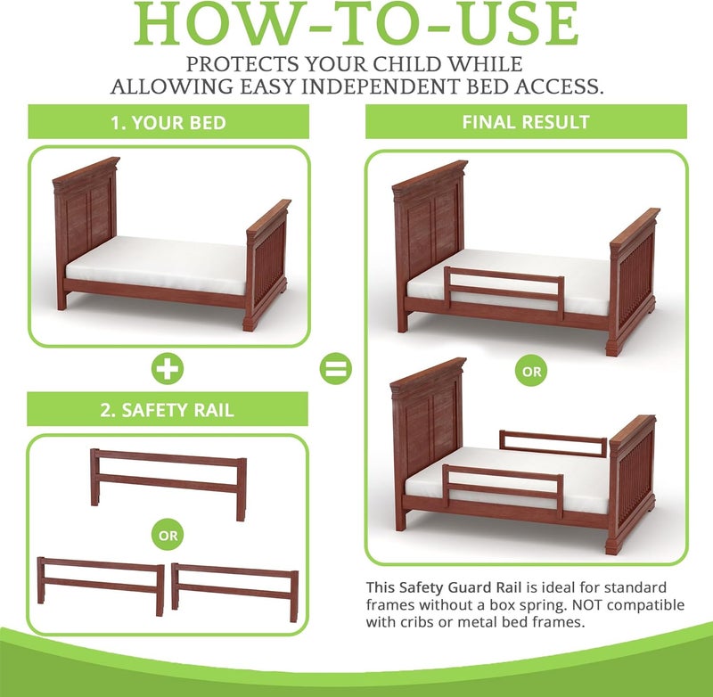 CC KITS Safety Guard Rail for Baby, Kids, and Children - Solid Wood Safety Bed Rail for Toddlers - Easy Installation - Premium Protection for Bunk, Twin, Full, Queen and King Size Beds - (Cherry) - Image 5